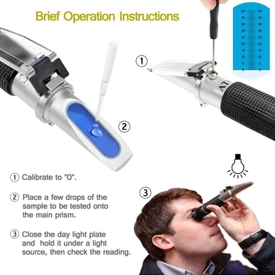 0-40% d'alcool Brix 0-25% de sucre de vin réfractomètre OEM/ODM à double échelle portable avec ATC