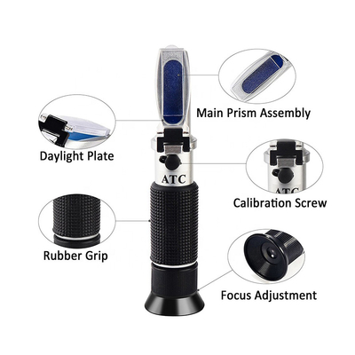 0-40% d'alcool Brix 0-25% de sucre de vin réfractomètre OEM/ODM à double échelle portable avec ATC