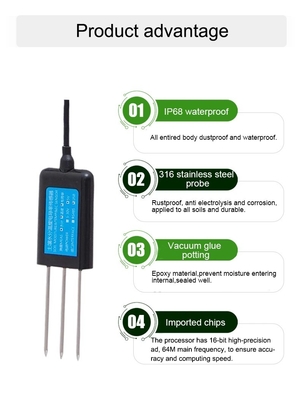 VWC Conductivité de température à l'humidité sonde CE longueur de 70 mm pour l'essai de l'humidité du sol
