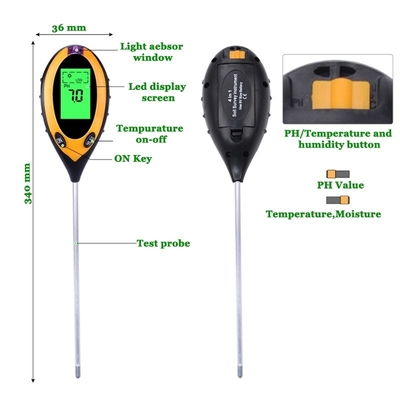 Affichage LCD numérique 4 en 1 pH du sol avec testeur de température et d'humidité