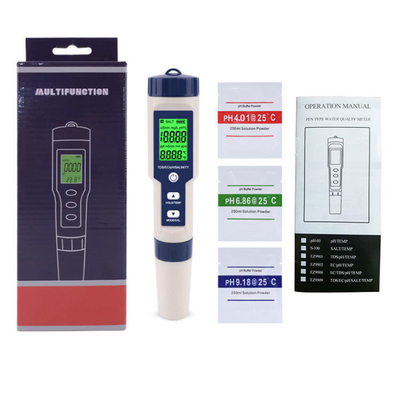 Testeur de pH multiparamètre 5 en 1 TDS/CE/salinité/TEMP avec électrode remplaçable