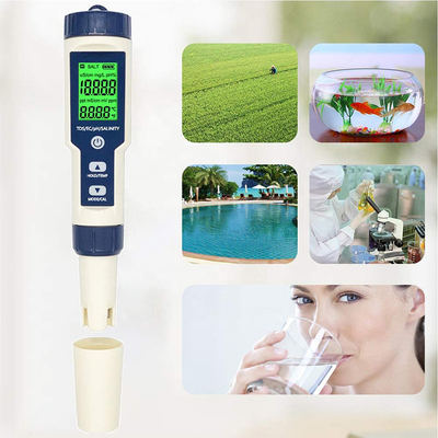 Testeur de pH multiparamètre 5 en 1 TDS/CE/salinité/TEMP avec électrode remplaçable