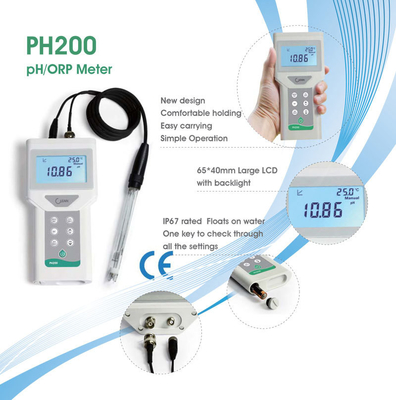 Moniteur de pH ORP numérique portable avec écran LCD rétroéclairé multilinéaire de 65*40 mm