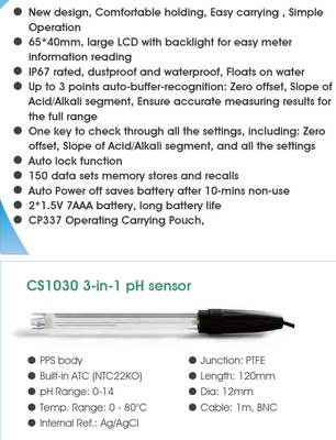 Support personnalisé pour les produits ODM, pH/ORP portable avec électrode remplaçable