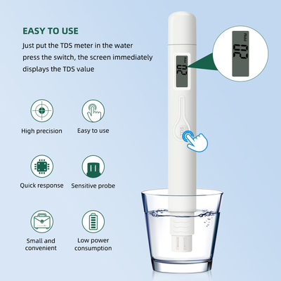 TDS-Mètre à un bouton de haute précision Type 0-9990ppm Plage de mesure ± 2% de précision
