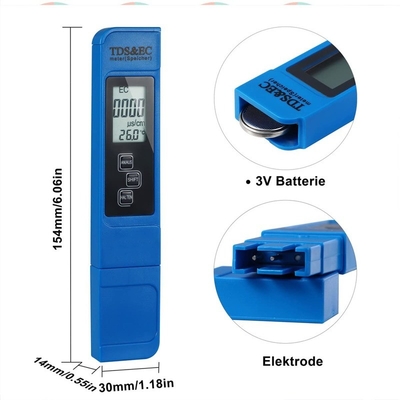 Affichage LCD 3 en 1 ATC Température TDS EC Mètre Portable pour l'aquarium