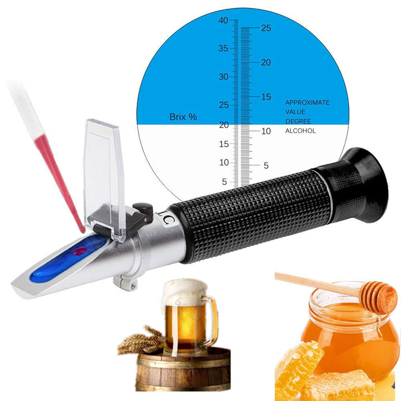 0-40% d'alcool Brix 0-25% de sucre de vin réfractomètre OEM/ODM à double échelle portable avec ATC