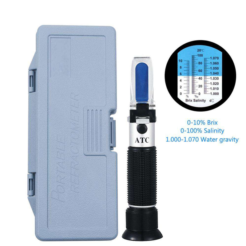 Réfractomètre portable 0-10%Mètre de test numérique Brix 0-100%Température automatique de salinité