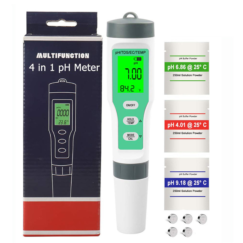 Testeur d'étanchéité à l'eau 4 en 1 pour aquariums et hydroponique pH/TDS/EC/tempomètres