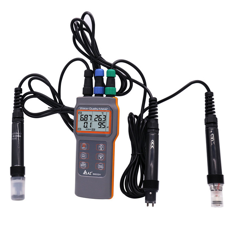 Combo 5 en 1 PH/COND./D.O/TEMP Mètre d'eau pour étang aquaponique AZ86031 Portable IP67